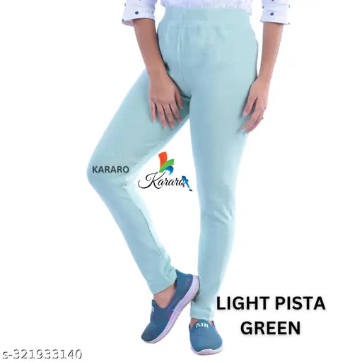 Cotton blend jeggings, stylish and comfortable for women. Indian-made cotton lycra rib jeans with medium quality, suitable for low price segment. Four pieces available in sizes 26, 28, 30, 32, 34, and free size