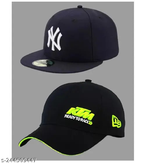 Cotton Snapback Hiphop Cap & Ktm Cap (Embroidered, One Size Fits All, Rapid Dry Material, Summer Essential)