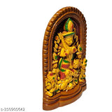 Rainbow-feathered terracotta Ekachala Durga god idol, small size (6cm x 11cm x 3cm), handpainted from India