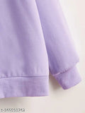 Girls Full Sleeve Front Open Embellished Hoodie sweatshirts for girls | Purple