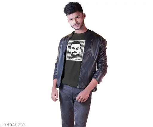 Cotton, half-sleeve printed T-shirt featuring Virat Kohli, King Kohli by Roach Paper. Newcomer designer's latest offering from India