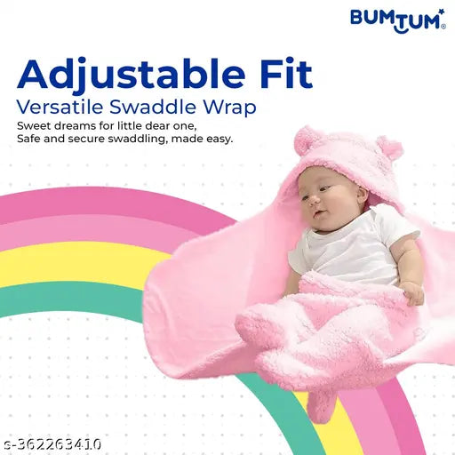 Pink double-layered swaddlers blanket for newborn babies, soft flannel fabric