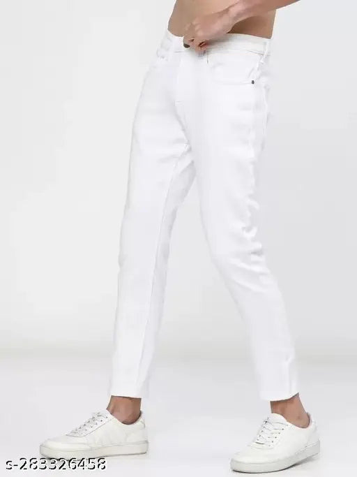White denim MARKVIEW men's slim fit jeans, comfortable and stylish, size 26 (waist 26in, length 39in), made in India