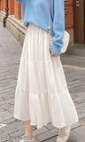 Viscose rayon solid white skirt for women, XS-XXXL sizes available, Indian fashion wear on model