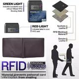 Brown genuine leather wallet and pen combo, RFID protected with two compartments and textured pattern. Perfect accessory for men's everyday essentials