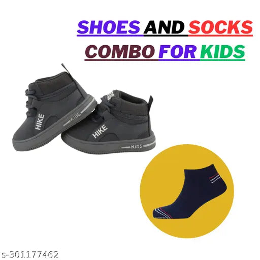 Kids shoes, soft material, black, blue and red design, suitable for boys and girls aged 2 to 45 years, free socks with purchase