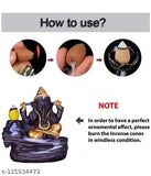 Sky-blue gold resin Ganesh combo incense holder showpiece statue with 51 back flow cones, handicraft artifact from India