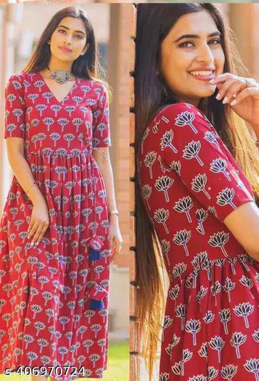 Printed viscose rayon fabric kurti, XS to XXXL sizes, Indian ethnic wear for women