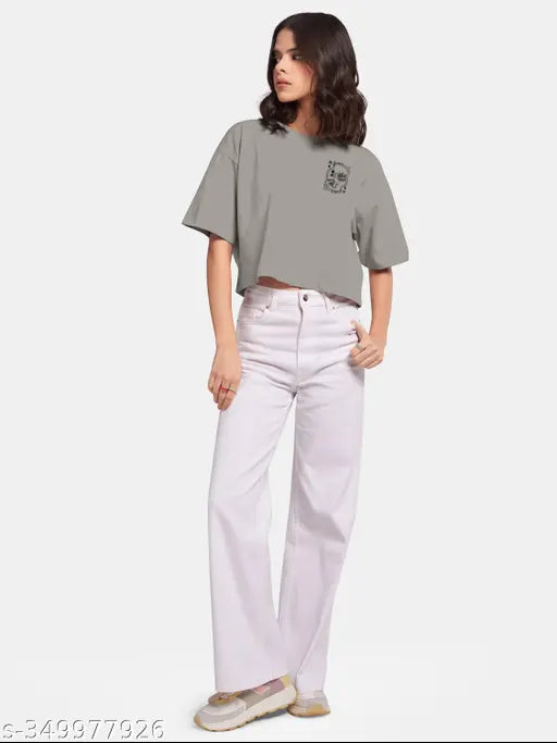 Cotton blend WD T SHIRT in stylish printed pattern, short sleeves for women, made in India