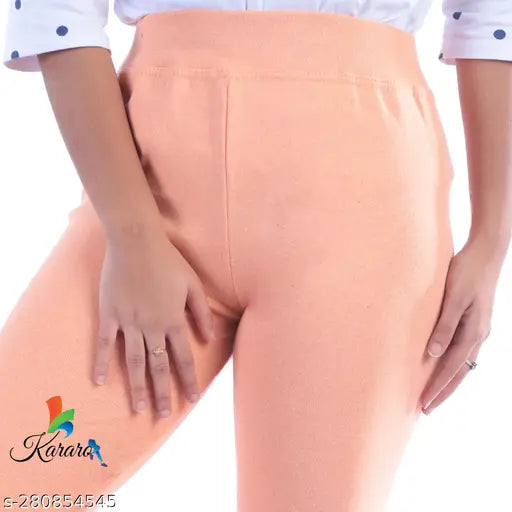 Cotton blend KARARO women's plain jeggings, recycled OE fabric, lightweight and trendy, sizes: 26-34, free size also available