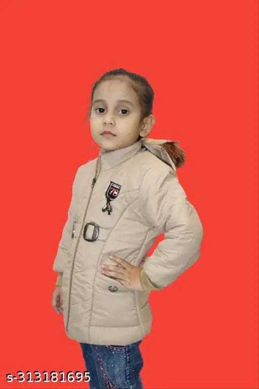 Baby girl, khaki jacket with red detailing