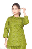 Comfy women's pure cotton top & pyjama set, 3/4 sleeves, printed pattern, India origin