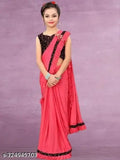 Solid Lycra festival wedding saree for kids, vibrant and new designer ready-to-wear saree from India