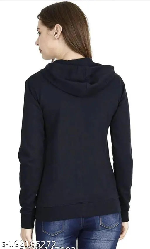 Solid polycotton chain hoodie jacket, long sleeves, S-XL sizes available - Western fashion wear from India