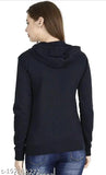 Solid polycotton chain hoodie jacket, long sleeves, S-XL sizes available - Western fashion wear from India