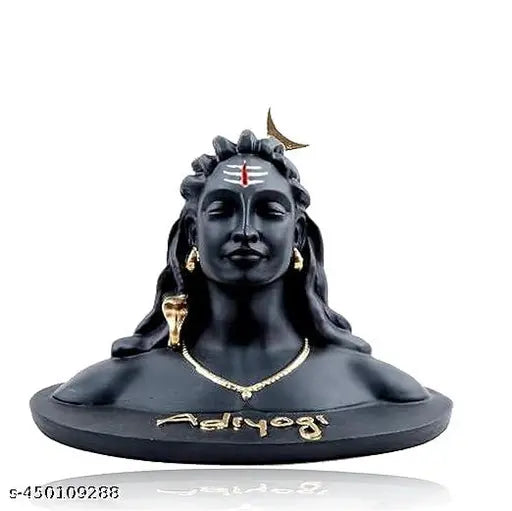 Black Adiyogi Shiva Idol for car dashboard decor, Indian religious figurine