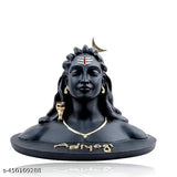 Black Adiyogi Shiva Idol for car dashboard decor, Indian religious figurine