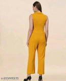 Trendy viscose V-neck jumpsuit for women, sleeveless and regular fit, India origin
