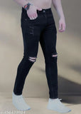 Black denim Rusticblooms jeans, stylish and comfortable with solid pattern, size 26/28/30/32