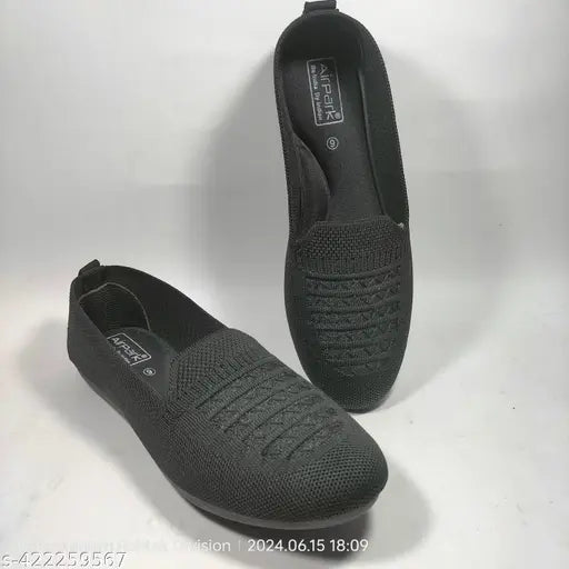 PVC solid black shoes for girls & women, lightweight and comfortable daily wear footwear in sizes IND-5 to IND-9 (black women's shoes for everyday use)