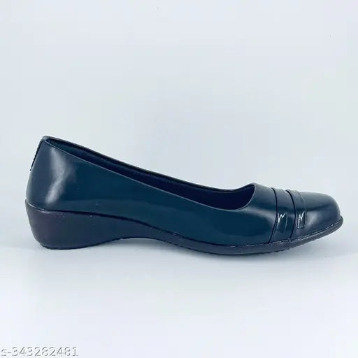 Formal Black Synthetic Leather Ballerinas - stylish slip-on ballerinas with bounce back sole, skin-friendly material, and comfortable fit