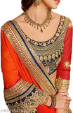 Beautiful and elegant gold-colored Georgette saree with intricate embroidery