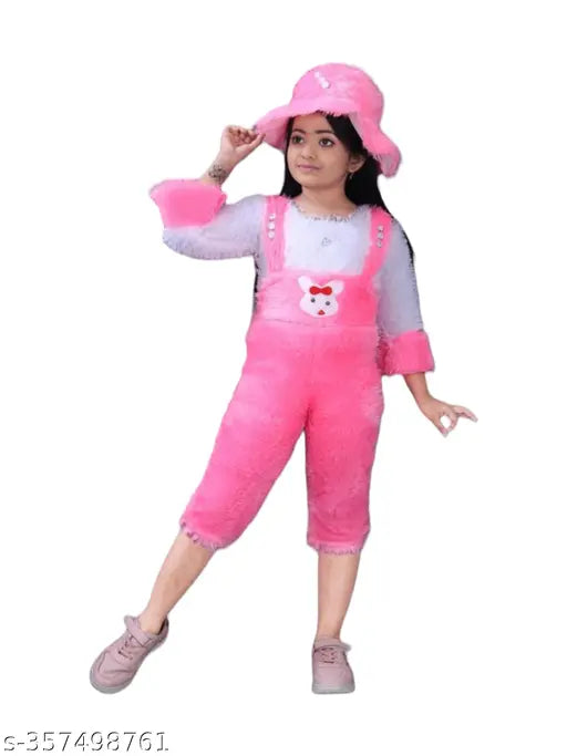 Pink Wool Colorblocked Dress (9-10 Years), Indian Winter Clothing Set