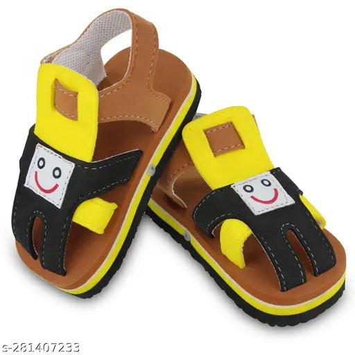 Yellow, black, and brown sound sandals for babies