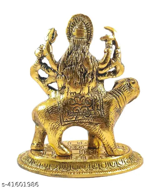 Hindu goddess statue, Durga, lion base, home temple decoration, pooja showpiece