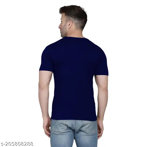 Navy cotton short sleeve round neck designer t-shirt for men, perfect for training or sports