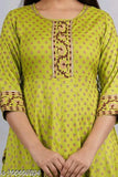 Rayon flared parrot print kurti, three-quarter sleeves, women's fashion, Indian ethnic wear
