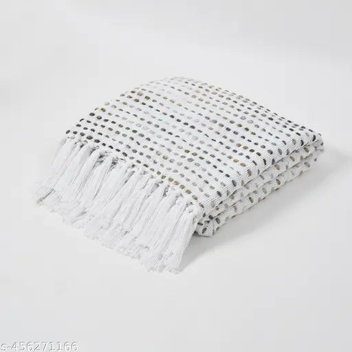 Brown HomewayTex Swift Acrylic/Cotton Throw, versatile striped design, 130x180cm size