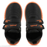 Orange casual kids' led shoes with velcro closure, lightweight material for outdoor sports