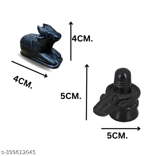 Marble Shivling and Nandi Ji sculptures, 4.5 cm x 4 cm x 4 cm each, Indian artistry displayed