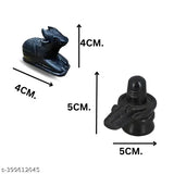 Marble Shivling and Nandi Ji sculptures, 4.5 cm x 4 cm x 4 cm each, Indian artistry displayed