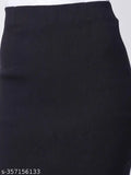 Purple feather black pencil skirt with back slit, polycotton, knee-length, super stretchable fabric, size options available