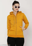 Mustard and wine color fleece zipper hoodie jacket, casual style with long sleeves, two available sizes S & M, made in India