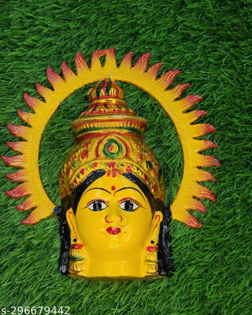 Metal Amman face with ring, Indian god idol for festival worship