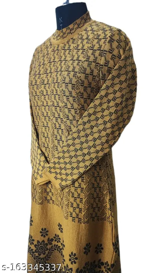 Woolen frock Kurti, yellow and black design