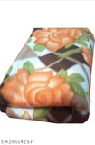 MBK Coffee Single Bed Print Panipat Blanket - Fleece floral design, free size Indian fleece bed blanket