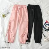Black cotton peach side-pocket cargo for women & girls, unique style from India