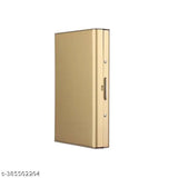 Gold metal RFID blocking 8-card holder, protects against unauthorized scanning for credit/debit cards