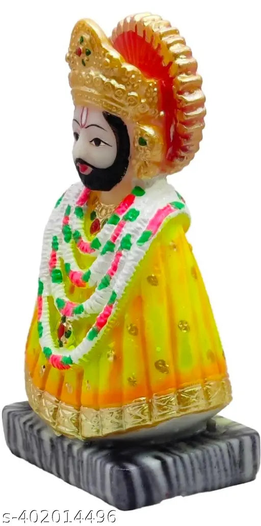 Marble Khatu Shyam Ji statue, intricately carved Indian god idol, 3.5" L x 6" H x 2.5" B, perfect for home or office decor
