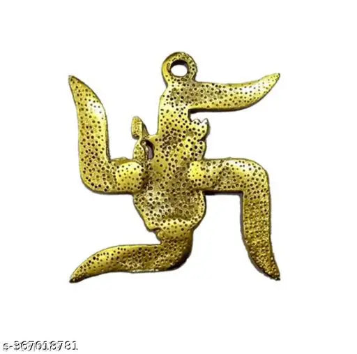 Brass Ganesha Swastika wall hanging, traditional Indian decor