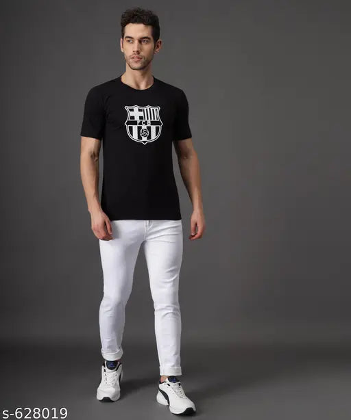 Stylish solid cotton-blend denim men's jeans in various sizes: 28, 30, 32, 34, 36