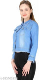 Denim ZHM Pretty latest women's jacket with long sleeves, solid pattern. XS, S, M, L, XL sizes available. Made in India