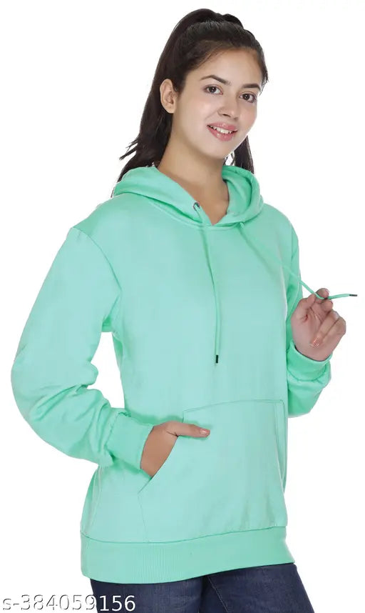 Fleece, solid-colored women's sweatshirt from Nidhil Fashion. Size N (38in bust, 25in length), made in India