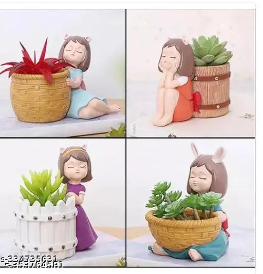 Attractive resin circular planters set of 4, ideal for indoor gardening in India