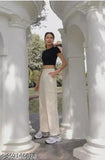 Khaki cargo pants on a woman wearing a black top