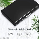 Stainless steel men's wallet with 5 compartments, anti-RFID protection, solid construction for daily use